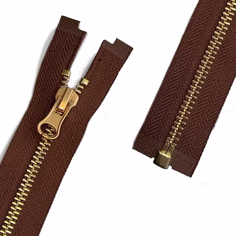 Metal brass color zipper
